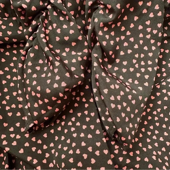 ZARA Heart Print Long Sleeve Ruched Mini Dress Size Medium - Picture 7 of 8